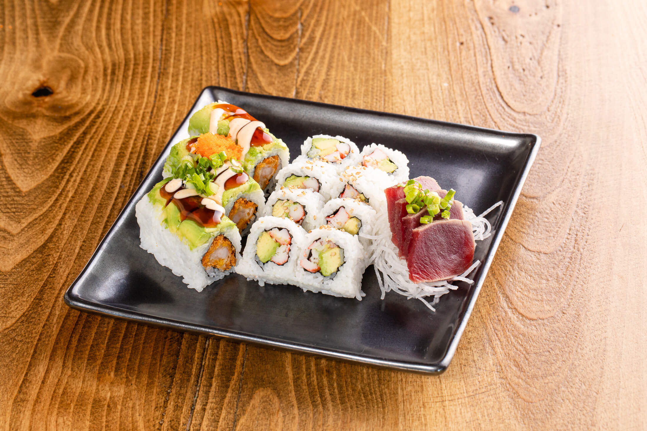 California roll and our best selling Fair Oaks roll & Sea Steak